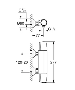 Grohe thermostatische douchekraan Precision Trend New - chroom 12 cm