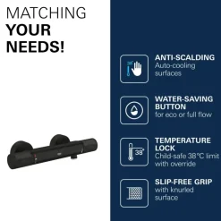 GROHE thermostatische douchekraan Precision Feel mat zwart 15 cm