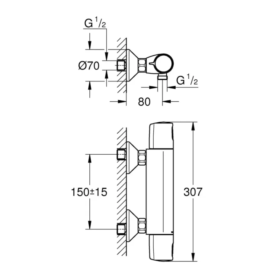 Grohe Thermostatische Douchekraan Precision Trend New 15 cm Mat Zwart