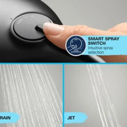 GROHE Vitalio Comfort 250 douchesysteem met thermostaatkraan mat zwart