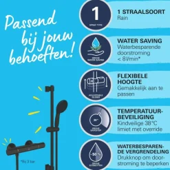 GROHE Vitalio Start doucheset Precision Start met thermostaatkraan mat zwart