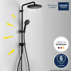 Grohe Vitalio Start 250 Flex douchesysteem met omstelling Rond, Max. 8,0L/Min Bij 3 Bar Mat Zwart
