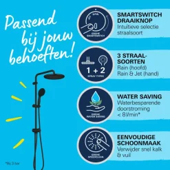 Grohe Vitalio Start 250 Flex douchesysteem met omstelling Rond, Max. 8,0L/Min Bij 3 Bar Mat Zwart
