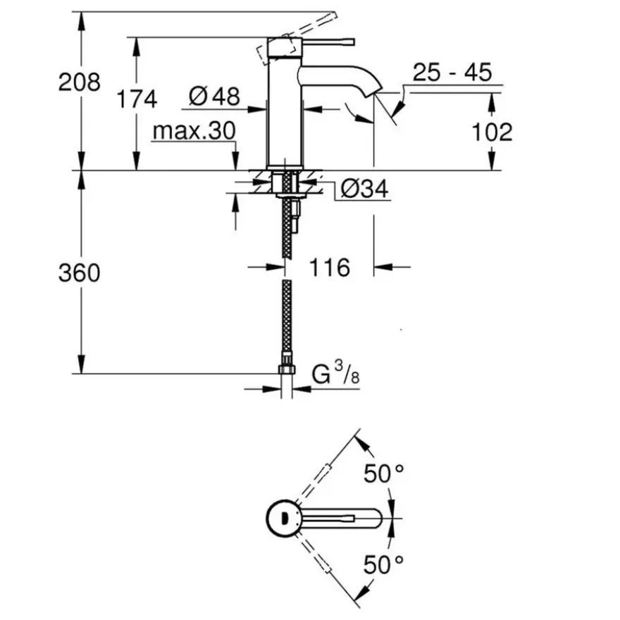 Grohe Wastafelkraan Essence New S Grafiet