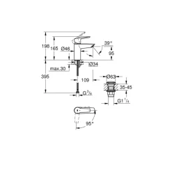 Grohe wastafelkraan Start S-size QuickFix mat zwart