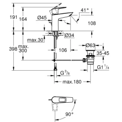 Grohe Wastafelmengkraan Start Loop M-size Push Open Chroom