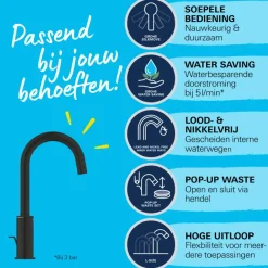 Grohe Wastafelmengkraan Start L-Size met waste Mat Zwart