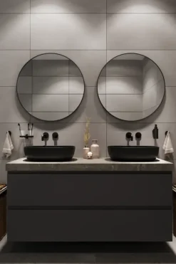 Haceka badkamerspiegel Deco mat zwart Ø 80 cm rond