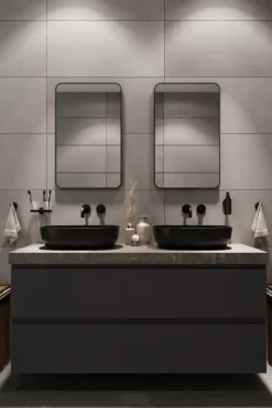 Haceka badkamerspiegel Deco mat zwart 80 x 55 cm rechthoek afgeronde hoeken