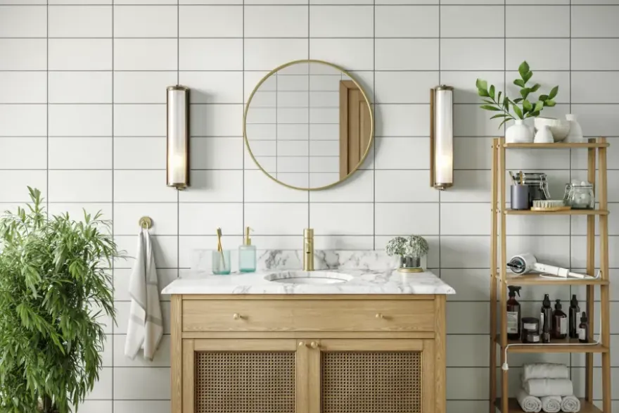 Haceka badkamerspiegel Deco geborsteld goud Ø 60 cm rond