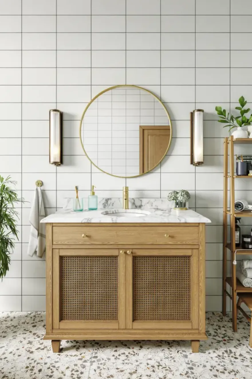 Haceka badkamerspiegel Deco geborsteld goud Ø 80 cm rond