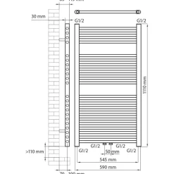 Haceka designradiator Gobi chroom 1110 mm x 590 mm