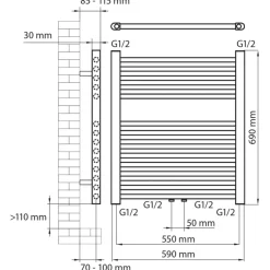 Haceka designradiator Gobi chroom 690 mm x 590 mm