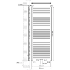 Haceka design radiator Gobi wit 6-punts 162 x 59 cm