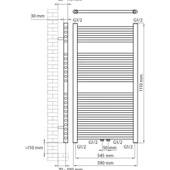 Haceka design radiator Gobi zwart 6-punts 111 x 59 cm