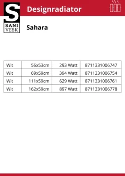 Haceka design radiator Sahara wit onderaansluiting 110 x 59 cm