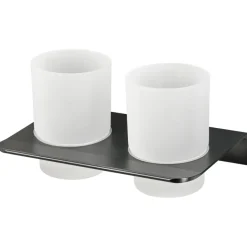 Haceka dubbele tandenborstelhouder beker Redefine aluminium mat zwart