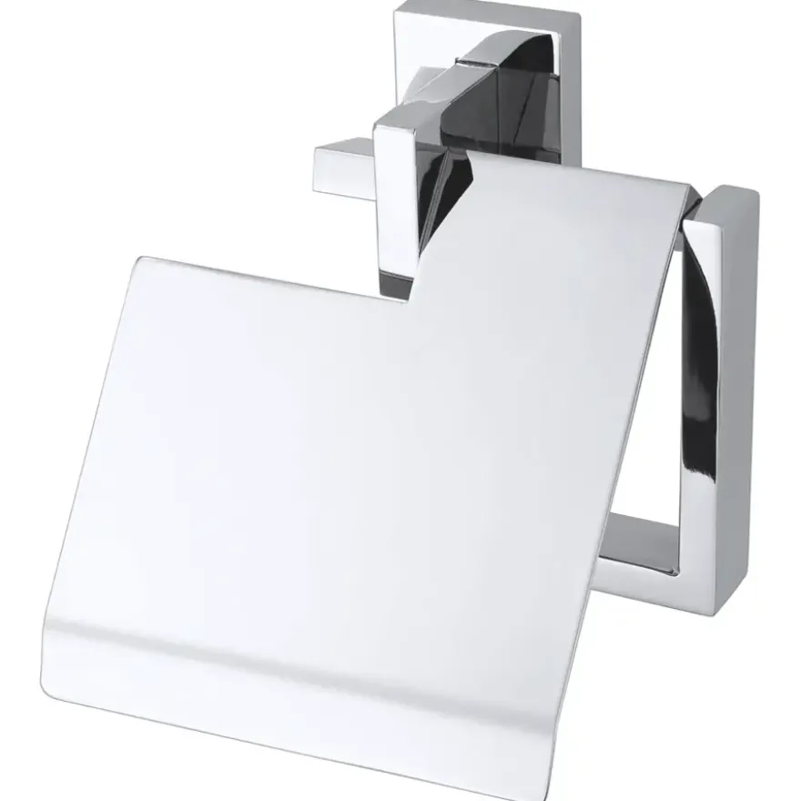 Haceka Edge toiletrolhouder met klep chroom