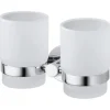 Haceka Kosmos dubbele tandenborstelhouder beker glas chroom