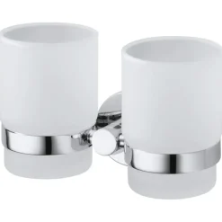 Haceka Kosmos dubbele tandenborstelhouder beker glas chroom