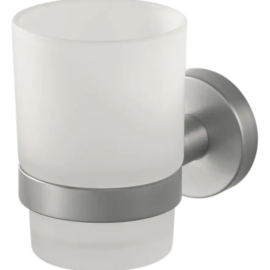 Haceka Kosmos enkele tandenborstelhouder beker glas RVS