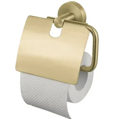 Haceka Kosmos toiletrolhouder met klep geborsteld goud