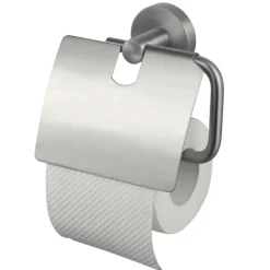 Haceka Kosmos toiletrolhouder met klep RVS look geborsteld mat