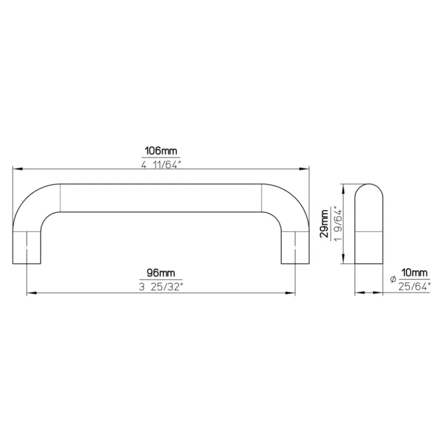 Handgreep Babs chroom mat 96mm