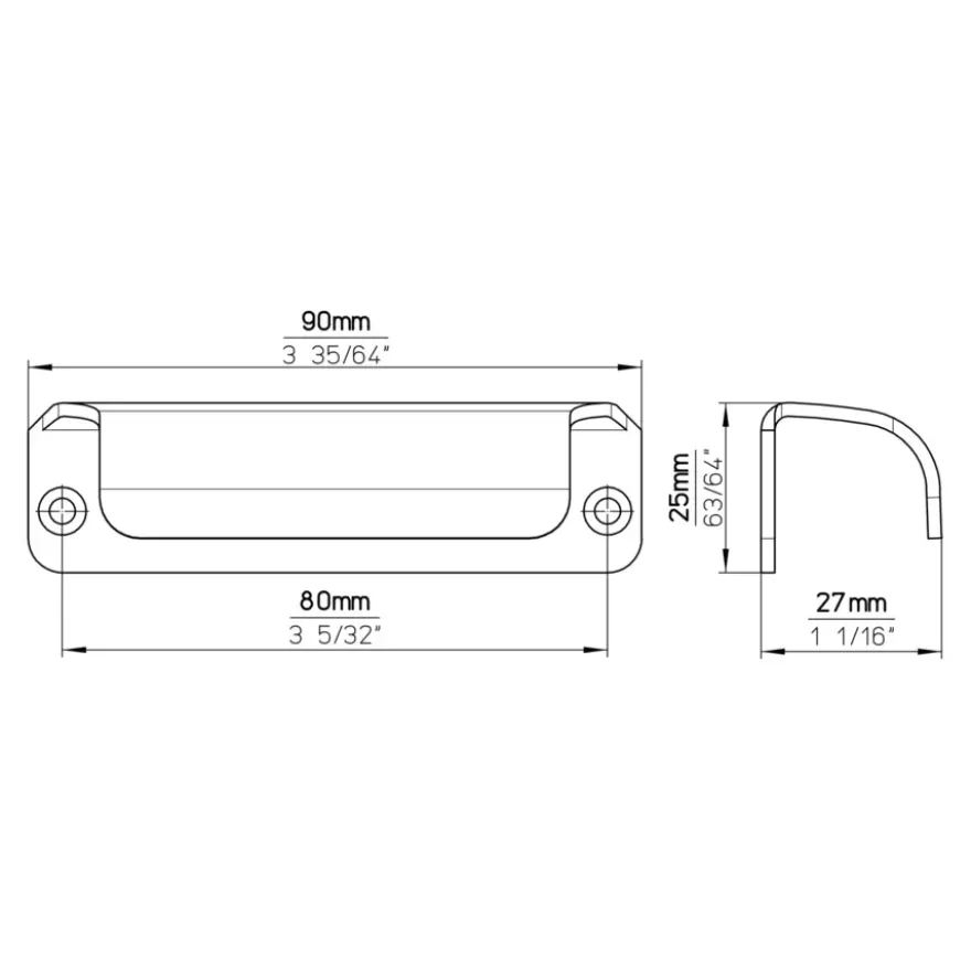 Handgreep Douwe aluminium 80mm