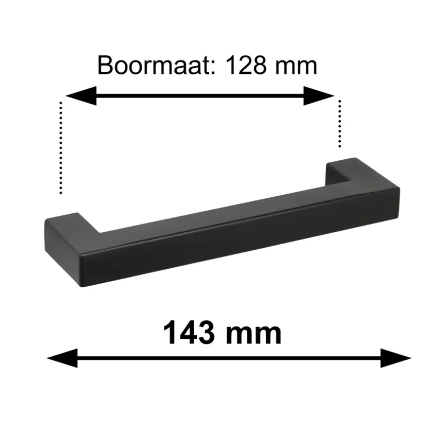 Handgreep Eddy zwart RVS 128 mm