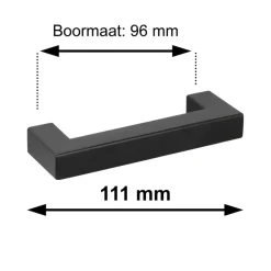Handgreep Eddy zwart RVS 96 mm
