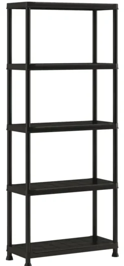 Handson stellingkast kunststof zwart 5 legborden 25 kg/legbord 176x75x32 cm