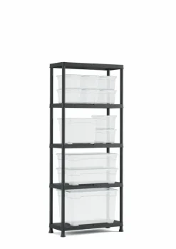 Handson stellingkast kunststof zwart 5 legborden 25 kg/legbord 176x75x32 cm