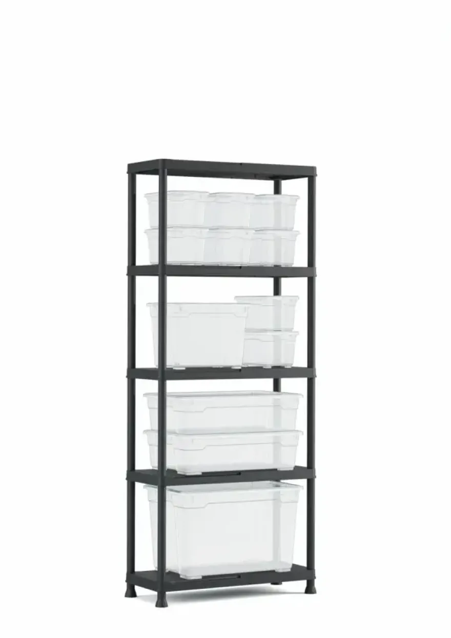 Handson stellingkast kunststof zwart 5 legborden 25 kg/legbord 176x75x32 cm