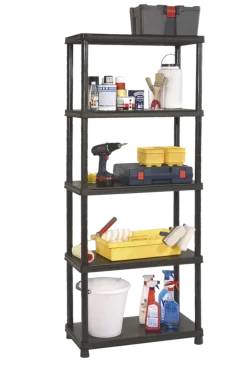 Handson stellingkast kunststof zwart 5 legborden 50 kg/legbord 187x80x40 cm