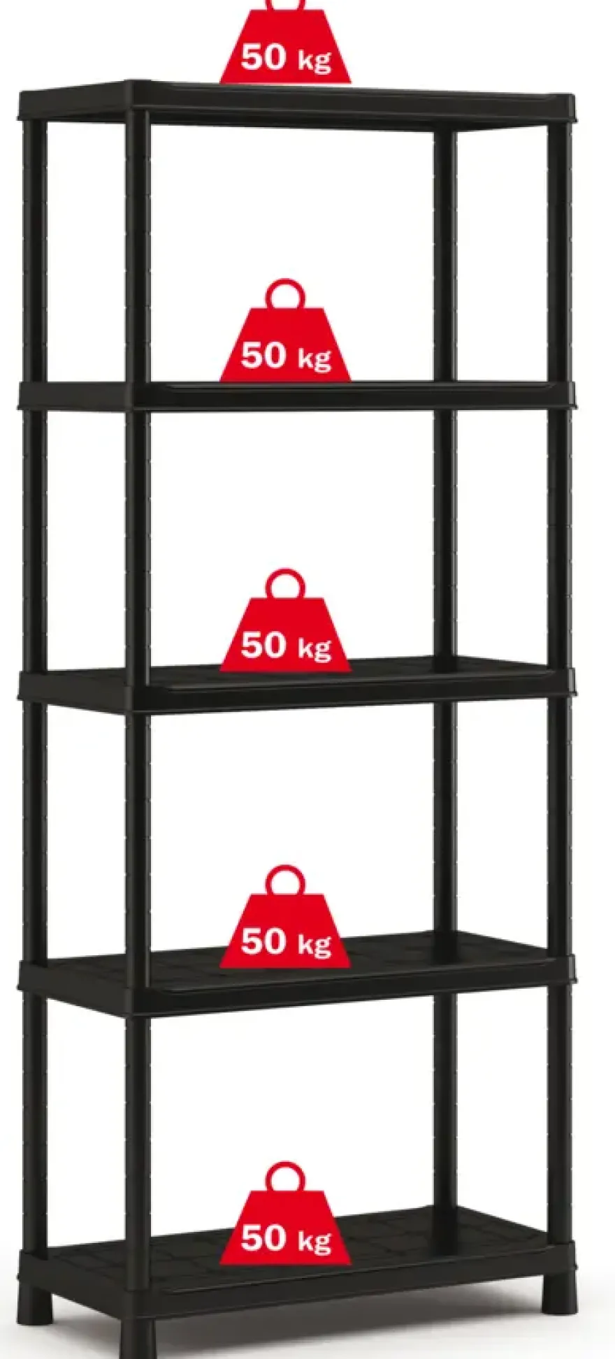 Handson stellingkast kunststof zwart 5 legborden 50 kg/legbord 187x80x40 cm