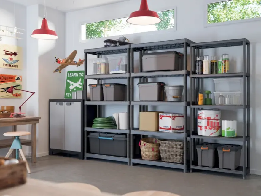 Handson stellingkast kunststof zwart 5 legborden 50 kg/legbord 187x80x40 cm
