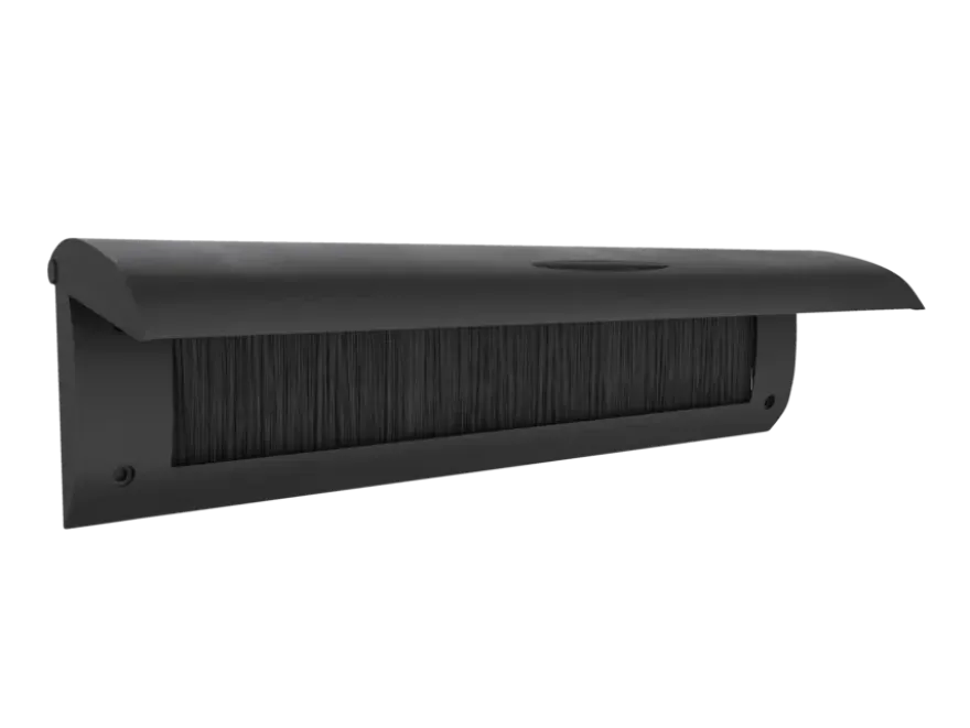 Handson brievenbusklep met borstel PVC zwart blinde bevestiging