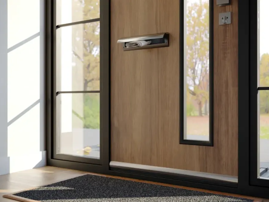 Handson brievenbusklep met borstel RVS blinde bevestiging