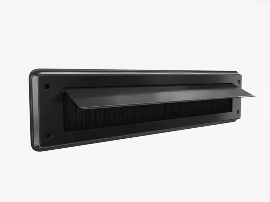 Handson brievenbusklep met borstel aluminium zwart