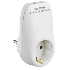 Handson doorvoerstekker RA 2 USB-aansluitingen wit