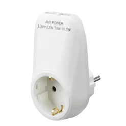 Handson doorvoerstekker RA 2 USB-aansluitingen wit