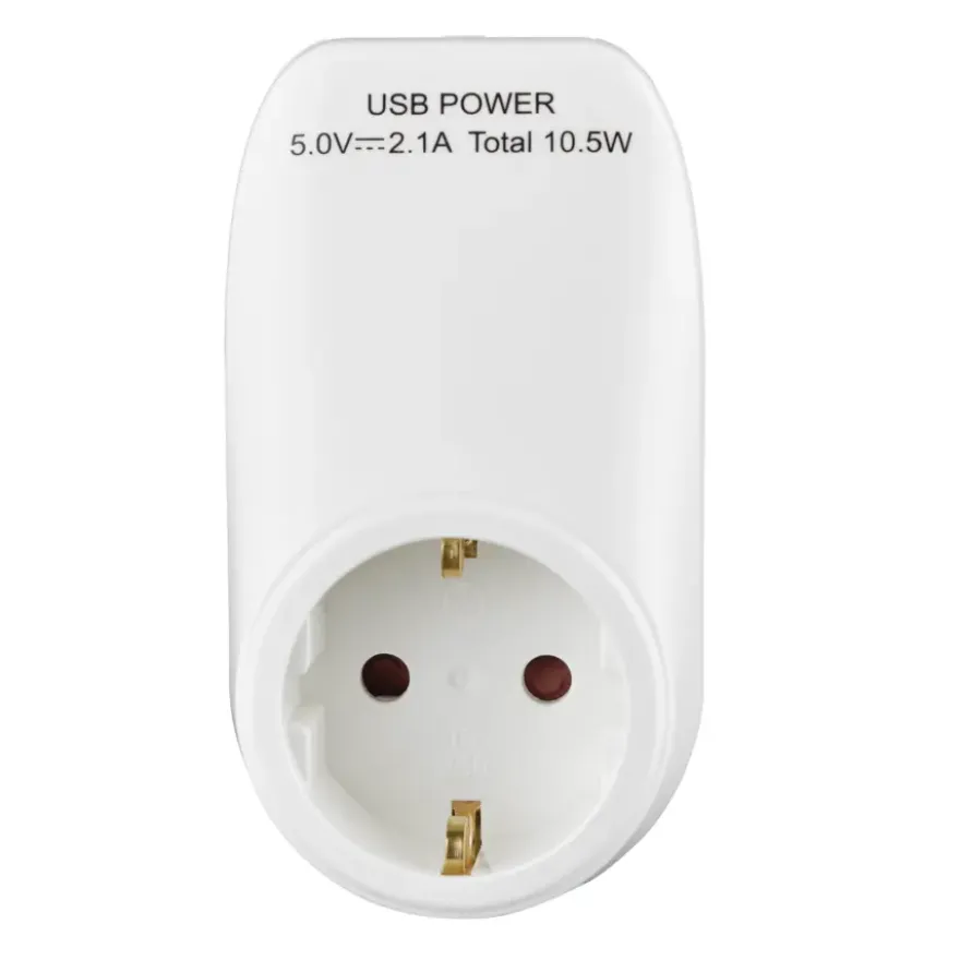 Handson doorvoerstekker RA 2 USB-aansluitingen wit