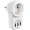 Handson Doorvoerstekker RA Wit Incl. 3 USB-aansluitingen