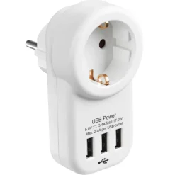 Handson Doorvoerstekker RA Wit Incl. 3 USB-aansluitingen