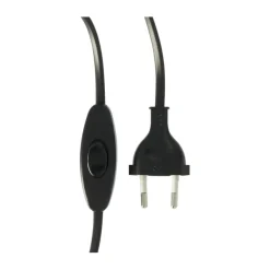 Handson Eurosnoer met Schakelaar Zwart 2 Meter