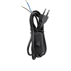 Handson Eurosnoer met Schakelaar Zwart 2 Meter