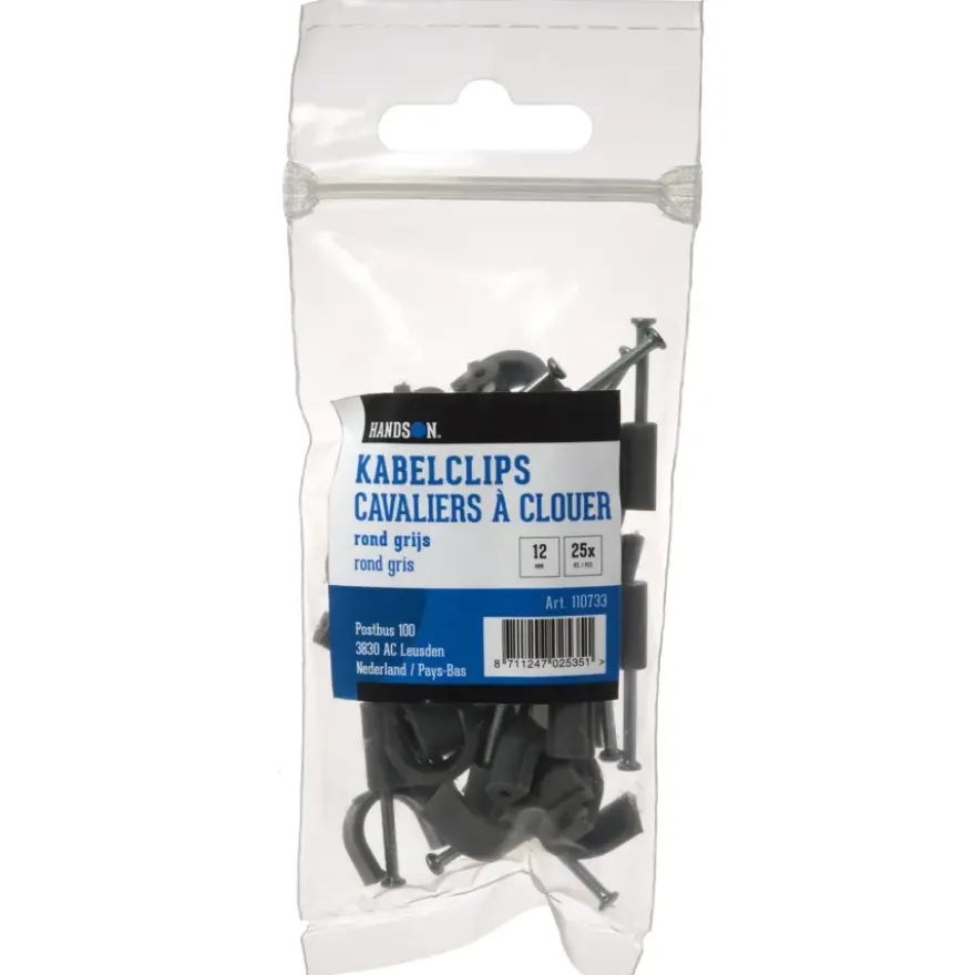 Handson Kabelclip Rond Grijs 12 mm 25 Stuks