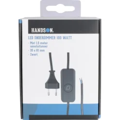 Handson Led Snoerdimmer 1-100 W 1,5 meter snoer Zwart