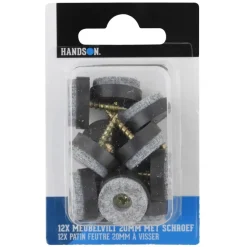 HANDSON meubelglijder viltglijder met schroef Ø20 mm bruin 12 stuks